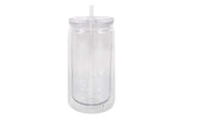 16oz /12oz Glass Snowgle, Clear Lid, Straw & Plug - Blanks R Us Australia#