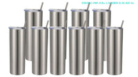 20oz Stainless Steel, Skinny Straight Tumbler, with Slide Lid & Straw - Blanks R Us Australia#