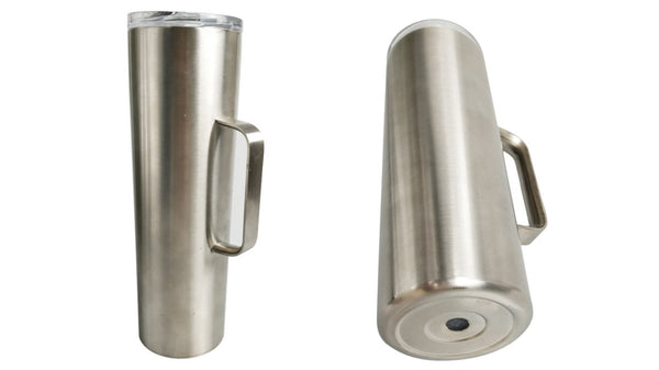 20oz Stainless Steel, Skinny Straight, Tumbler, with Handle, Double Walled & Slide lid - Blanks R Us Australia#