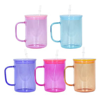 17oz Coloured Mug, Handle, Lid & Straw.