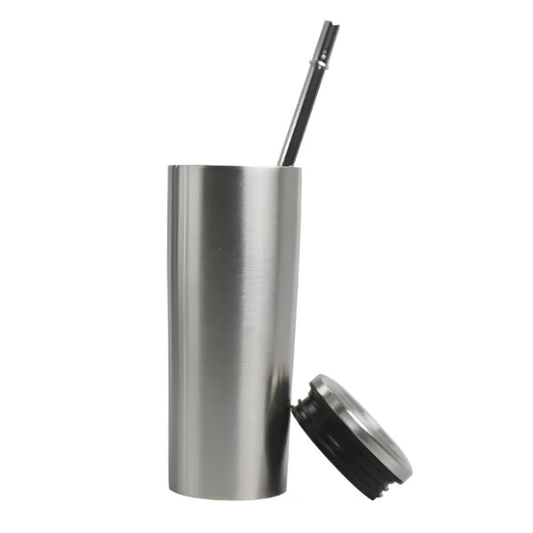 10oz/295ml Skinny, Stainless Steel, Doubled Walled Tumbler, Screw Lid & Stainless Steel Straw