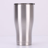 30oz  Modern Curve, Double Walled, Stainless Steel, with Slide Lid & Straw