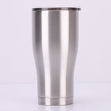 30oz  Modern Curve, Double Walled, Stainless Steel, with Slide Lid & Straw