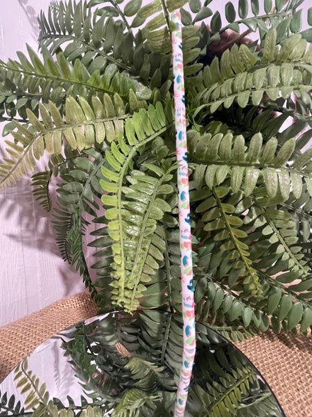 Straw, Rainbow Animal Print, Reusable